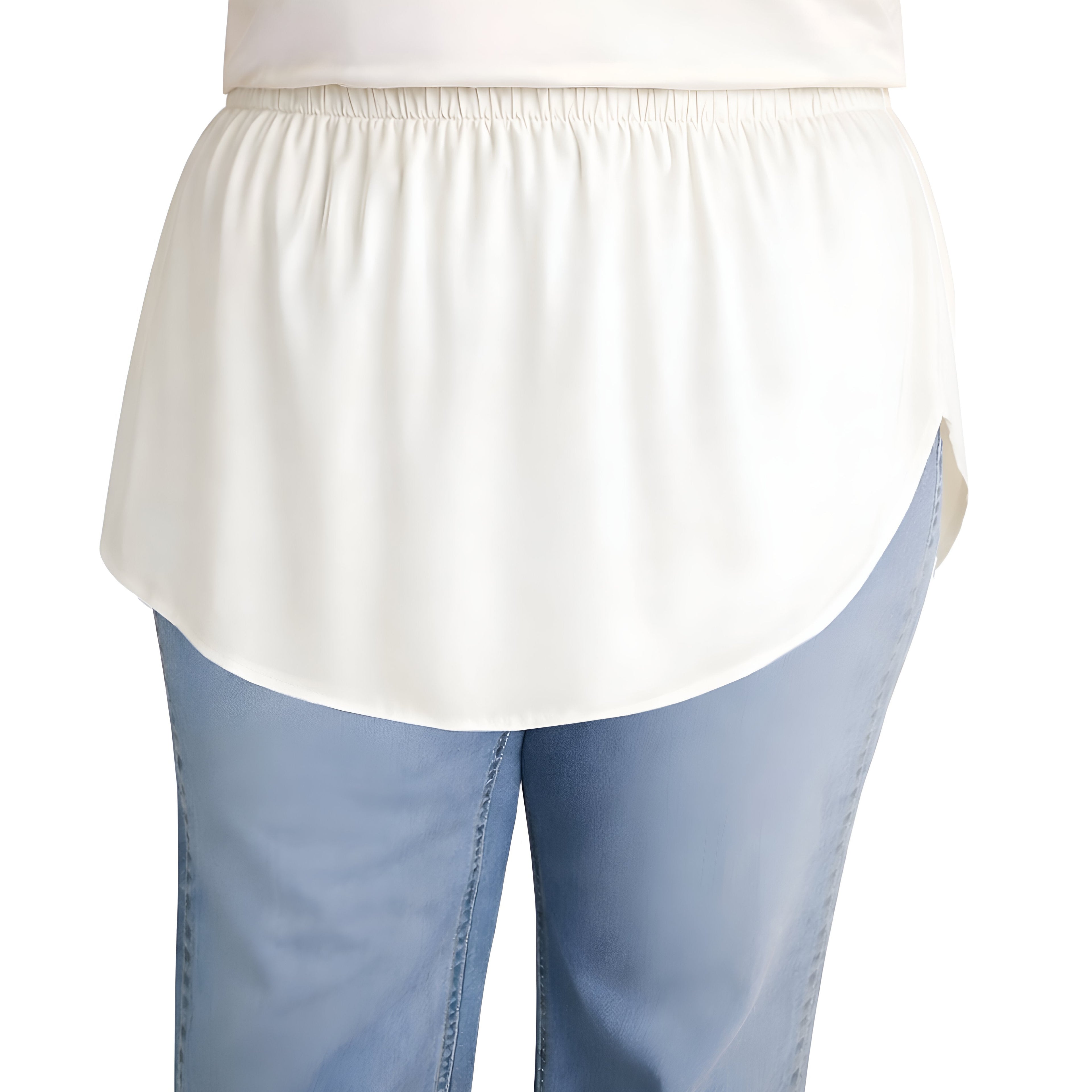 Elegant Hijab Wear off-white shirt extender without buttons, 35cm front and 40cm back length