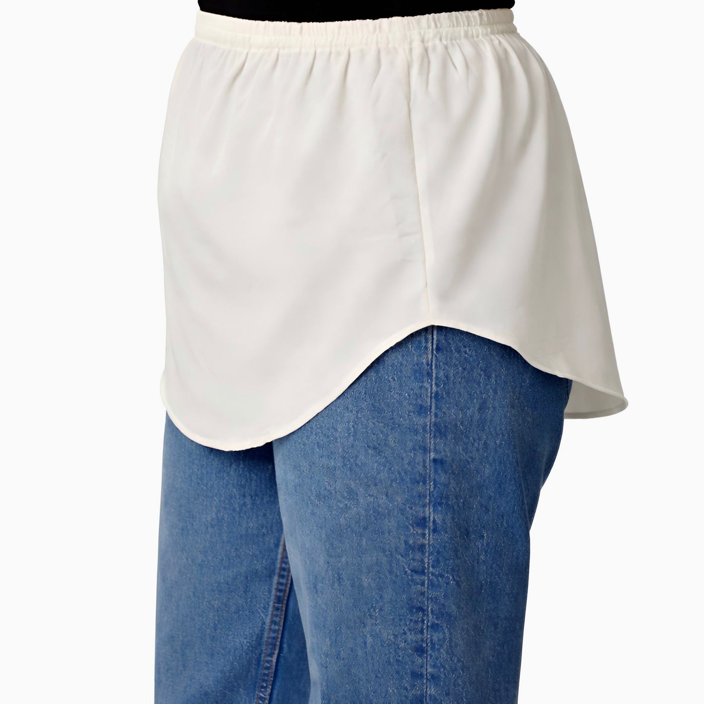 Elegant Hijab Wear off-white shirt extender without buttons, 35cm front and 40cm back length