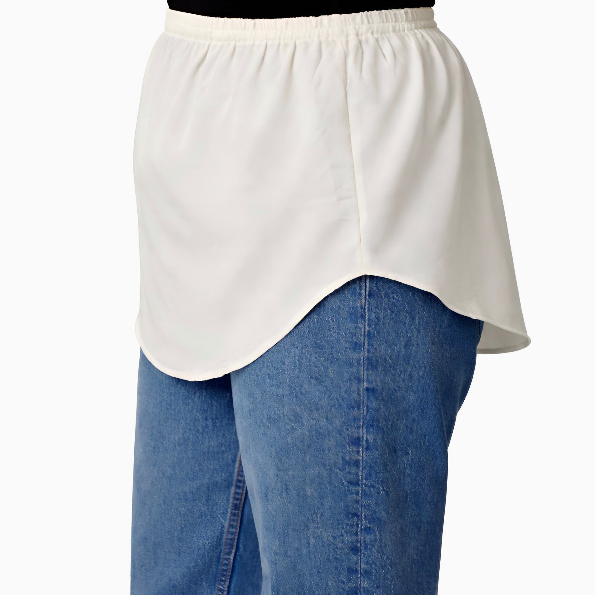 Elegant Hijab Wear off-white shirt extender without buttons, 35cm front and 40cm back length