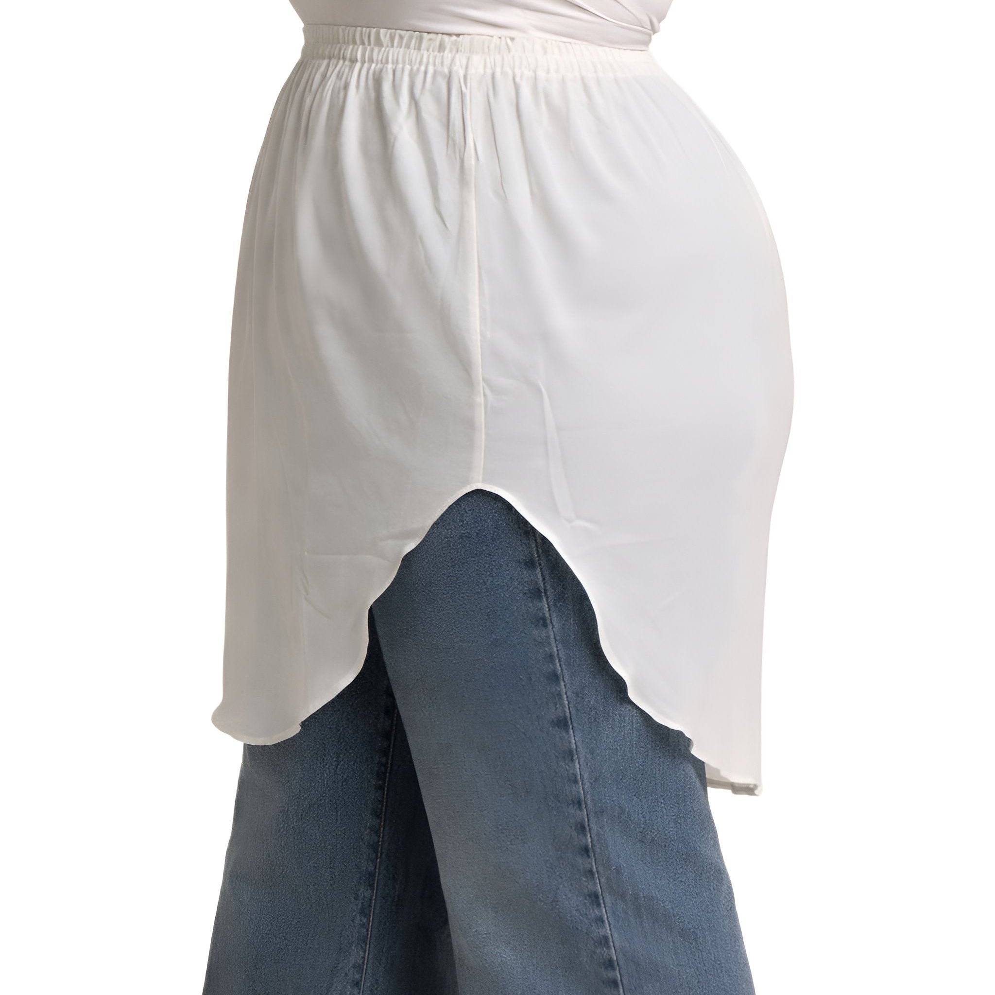 Elegant Hijab Wear off-white shirt extender without buttons, 50cm front and back length