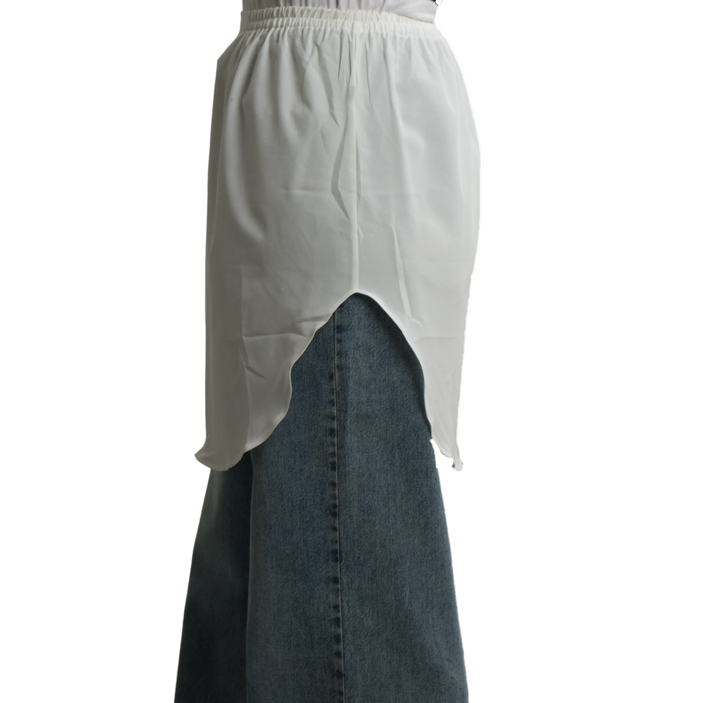 Elegant Hijab Wear off-white shirt extender without buttons, 50cm front and back length