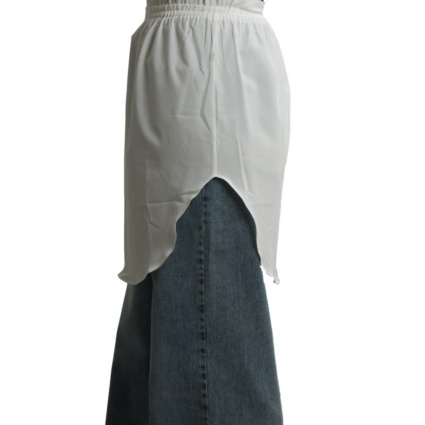 Elegant Hijab Wear off-white shirt extender without buttons, 50cm front and back length