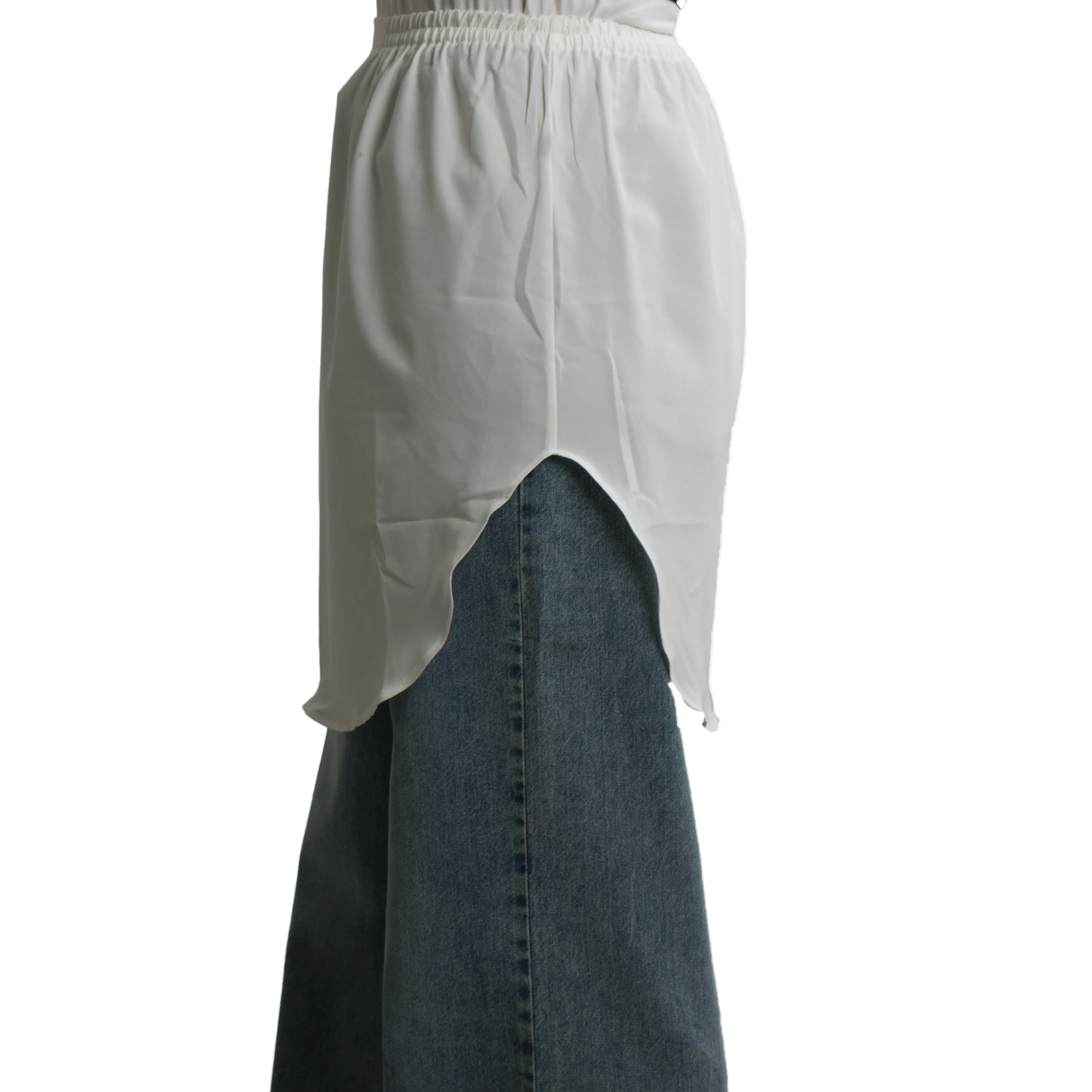 Elegant Hijab Wear off-white shirt extender without buttons, 50cm front and back length