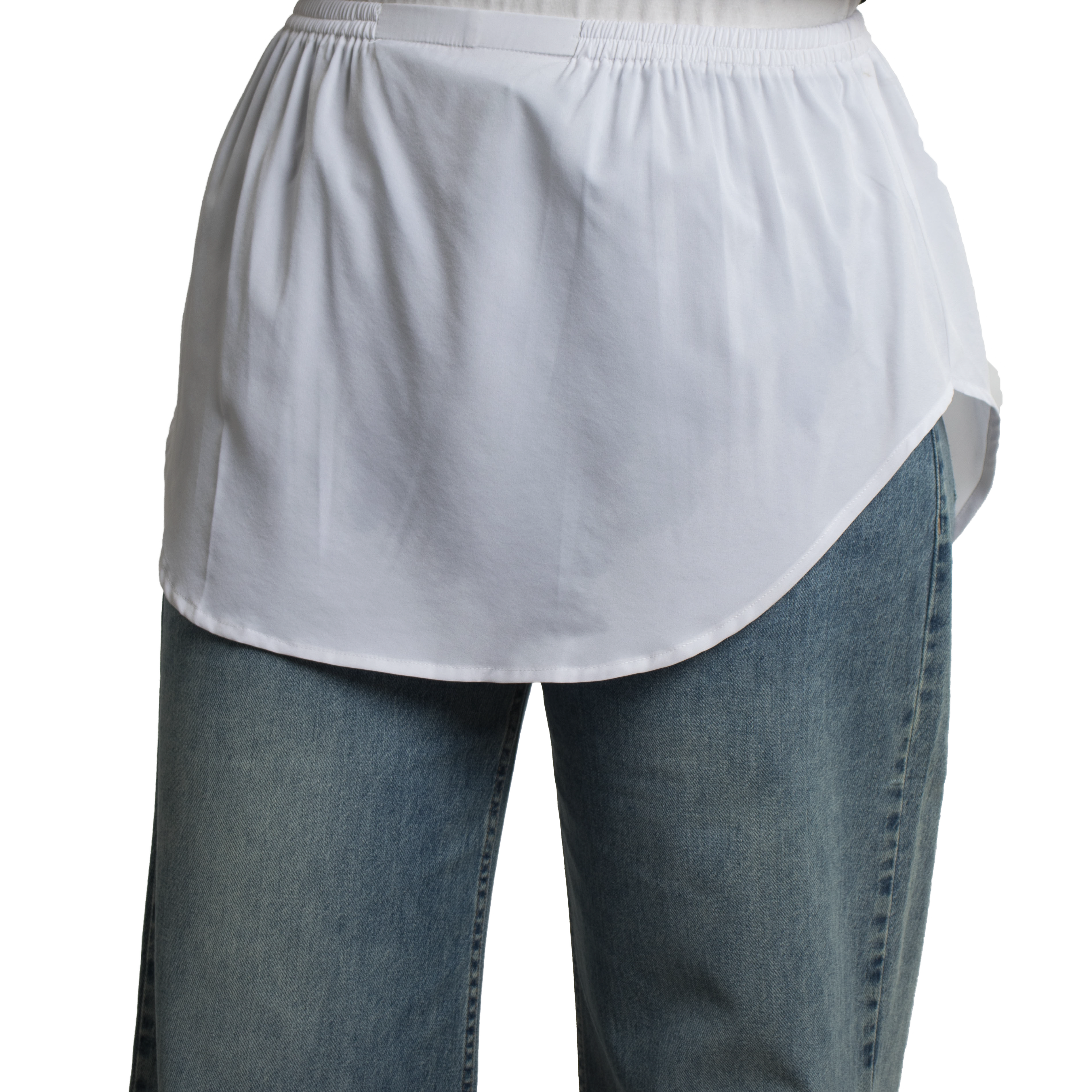 Elegant Hijab Wear white shirt extender without buttons, 35cm front and 40cm back length