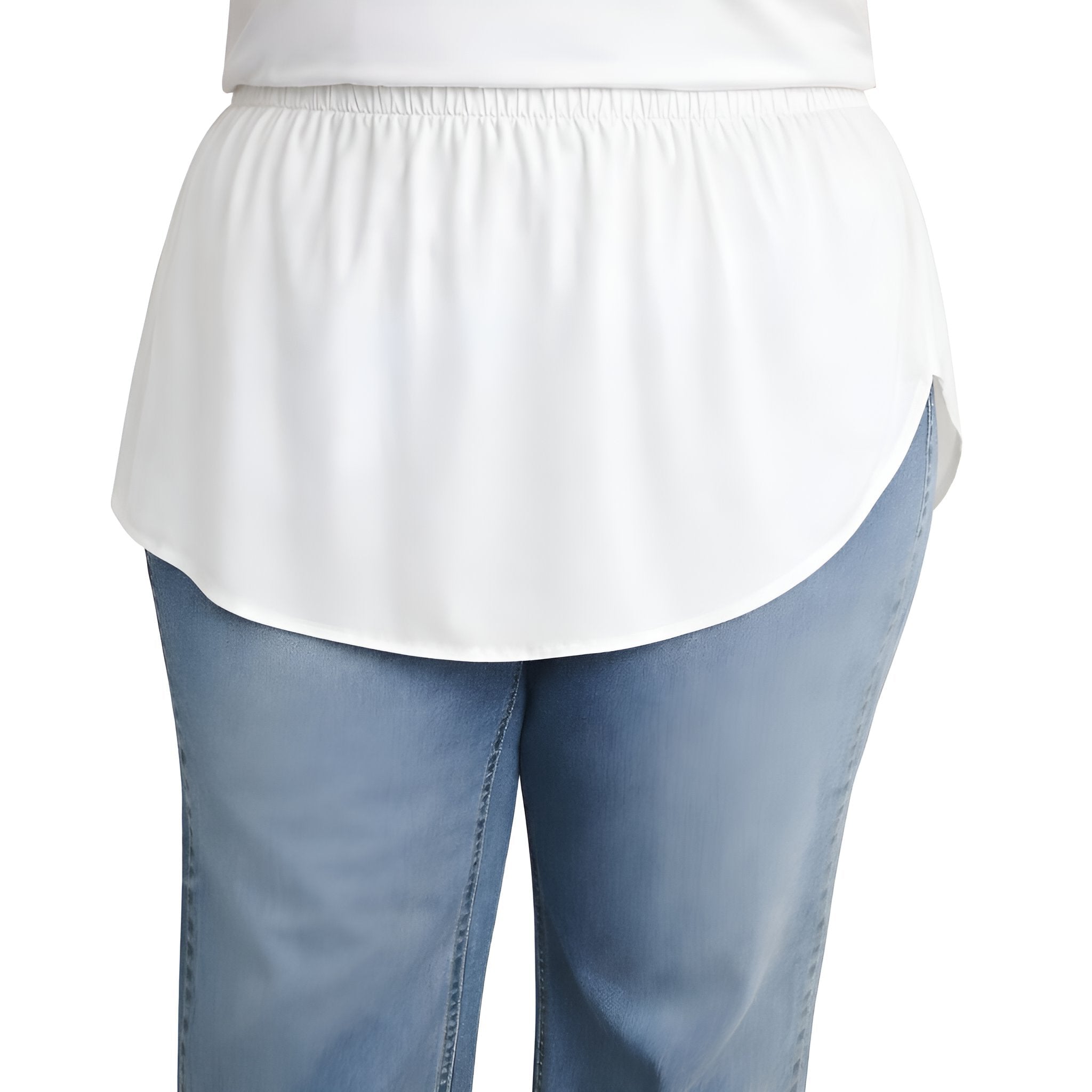 Elegant Hijab Wear white shirt extender without buttons, 35cm front and 40cm back length