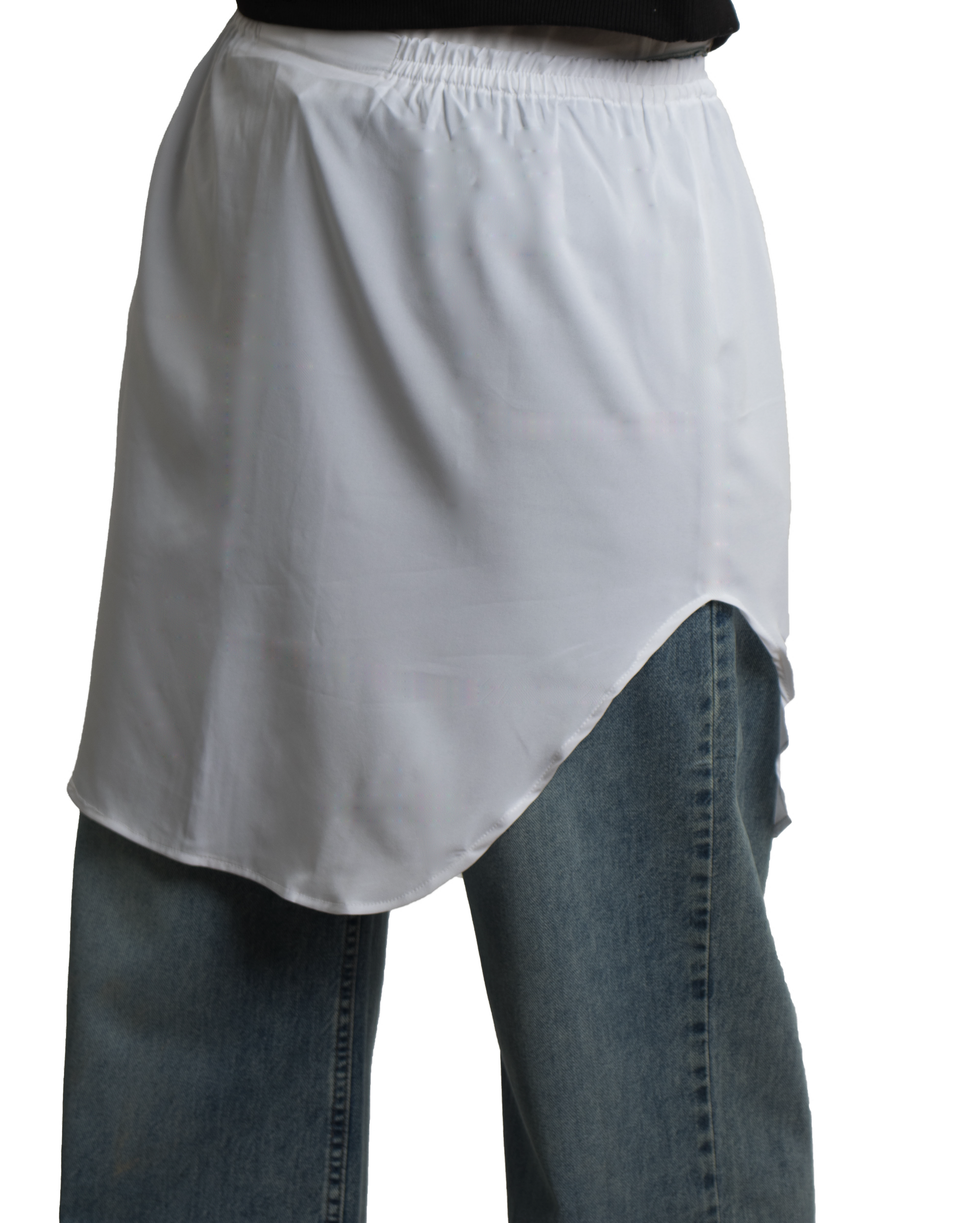 Elegant Hijab Wear white shirt extender without buttons, 50cm front and back length