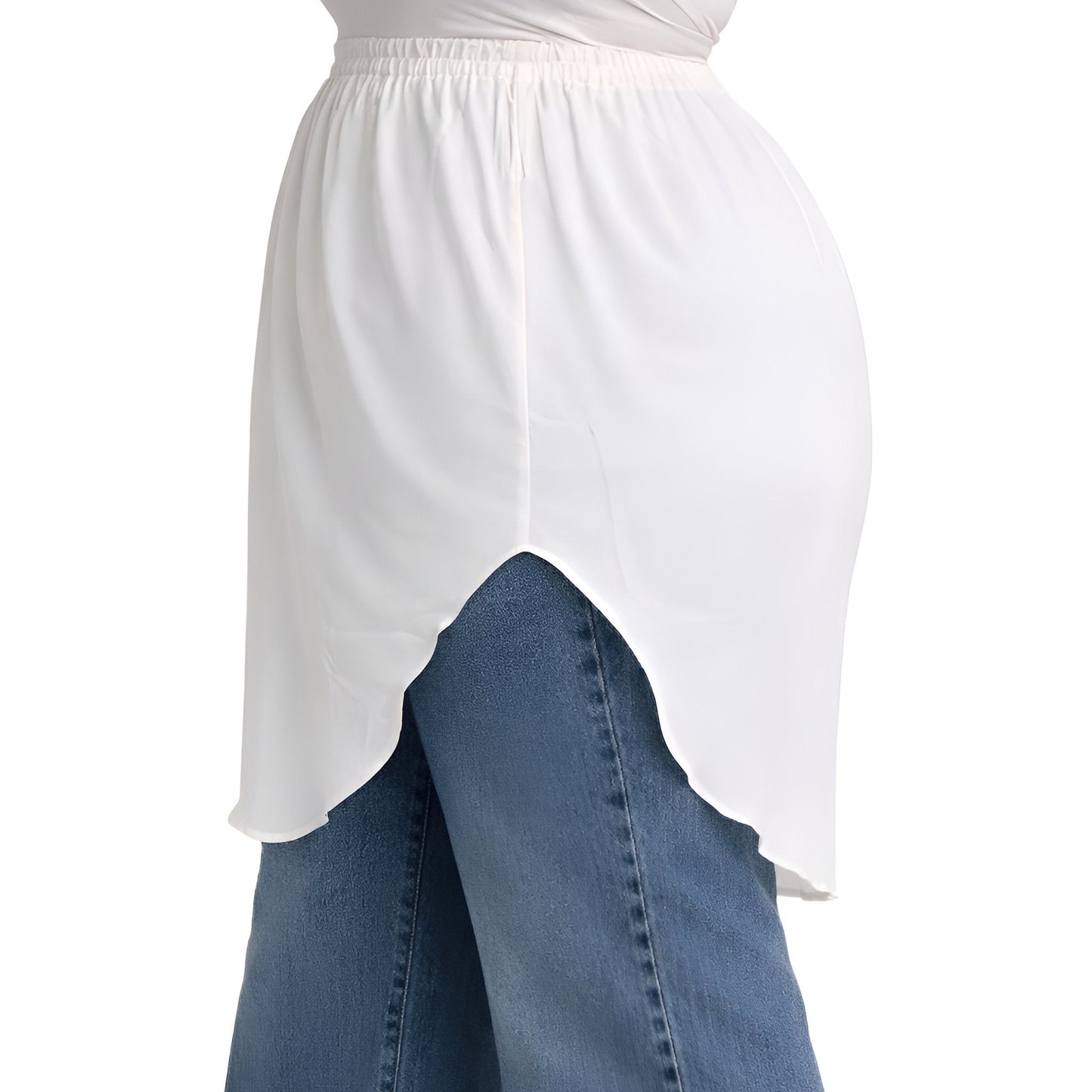 Elegant Hijab Wear white shirt extender without buttons, 50cm front and back length