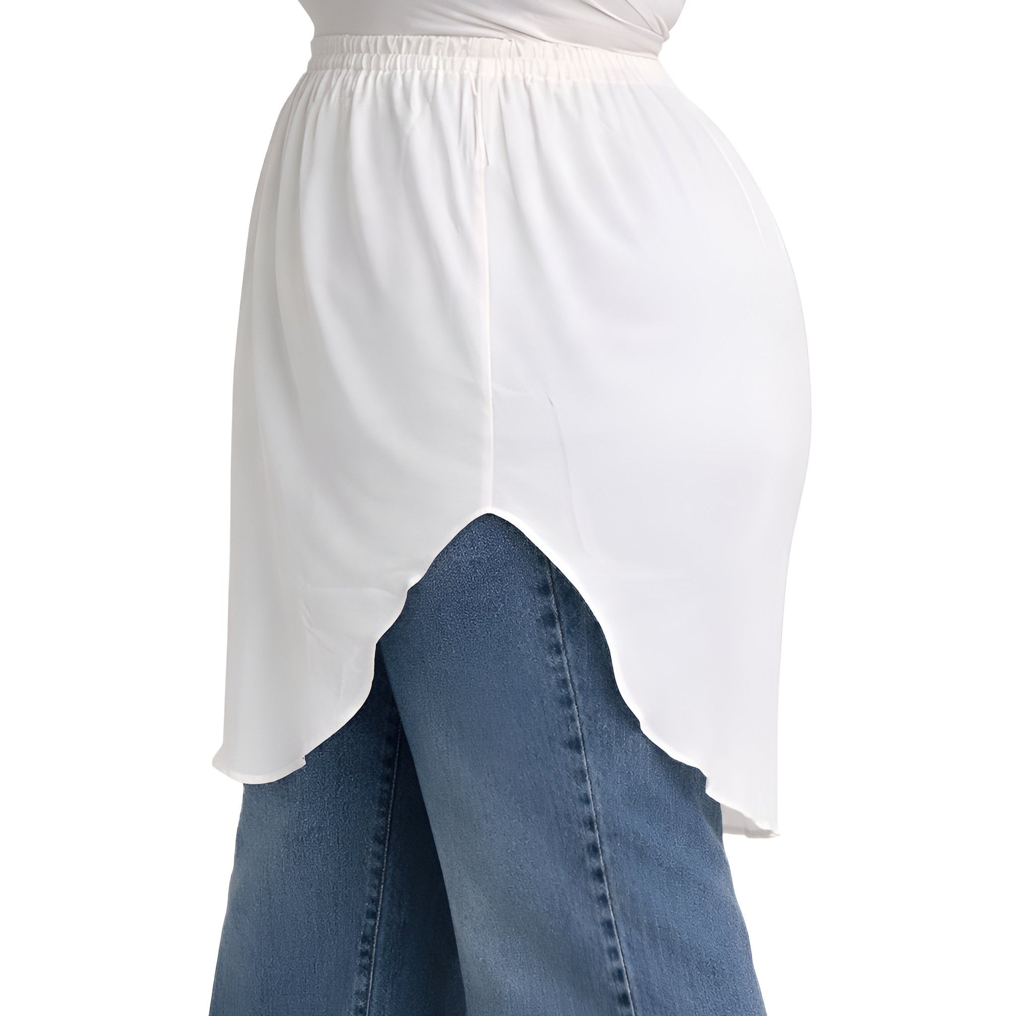 Elegant Hijab Wear white shirt extender without buttons, 50cm front and back length