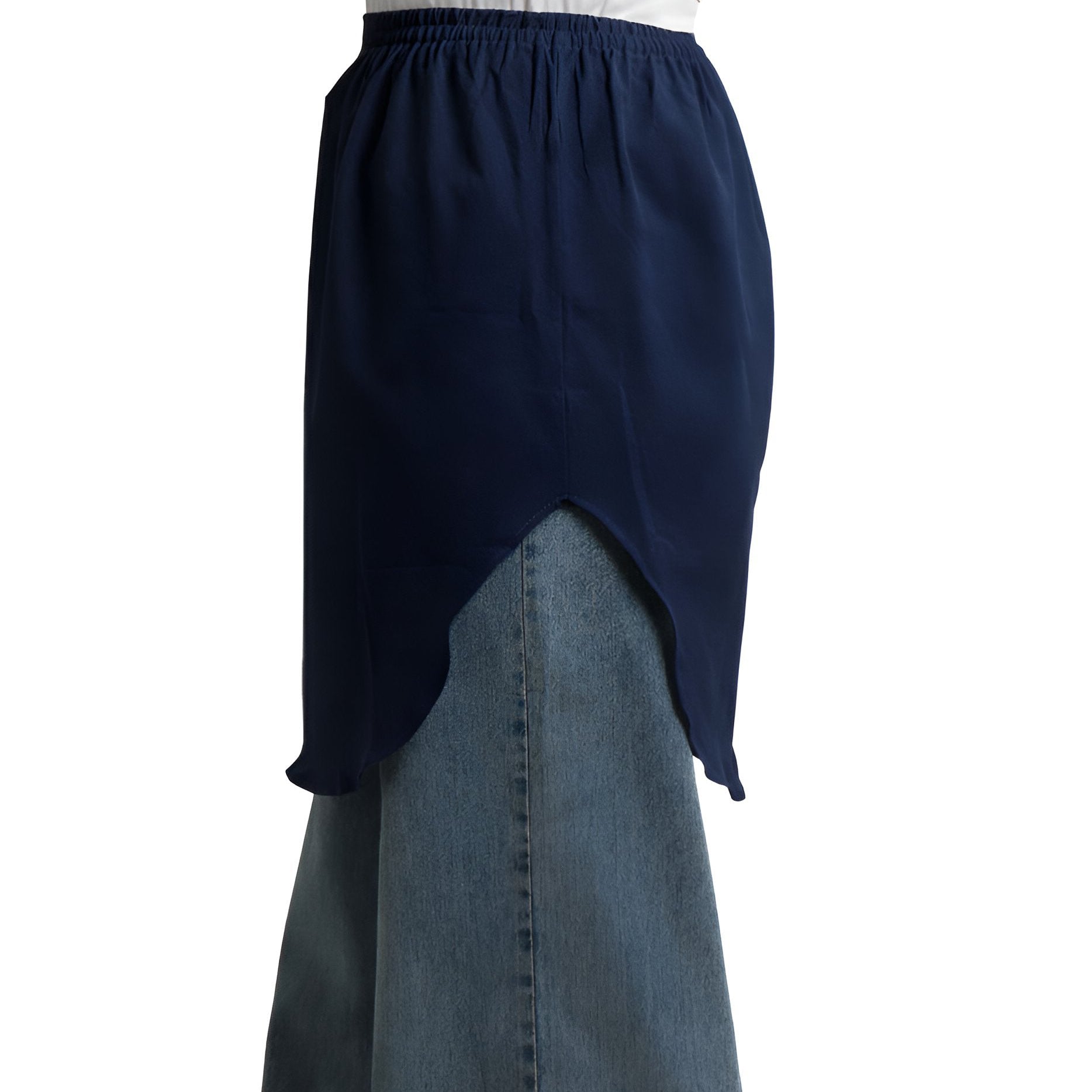 Elegant Hijab Wear white shirt extender without buttons, 50cm front and back length