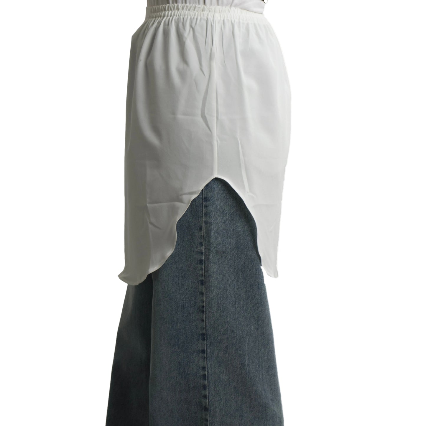 Elegant Hijab Wear white shirt extender without buttons, 50cm front and back length