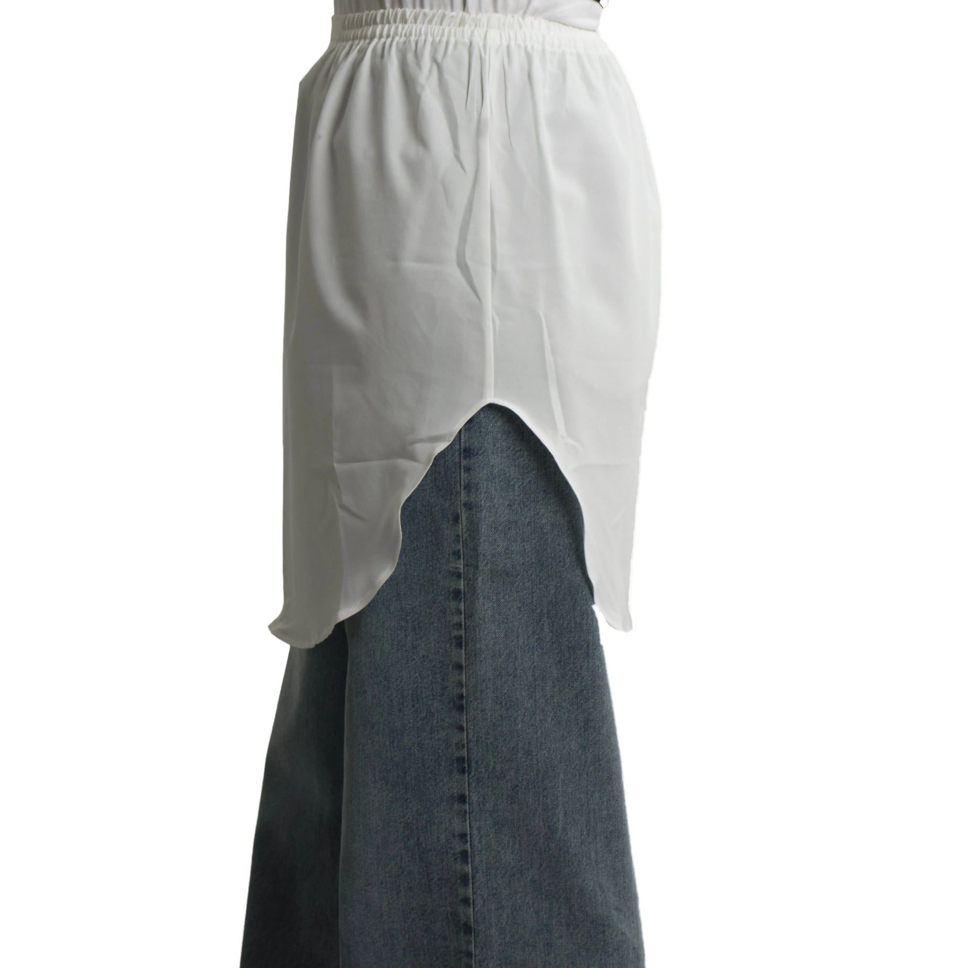 Elegant Hijab Wear white shirt extender without buttons, 50cm front and back length