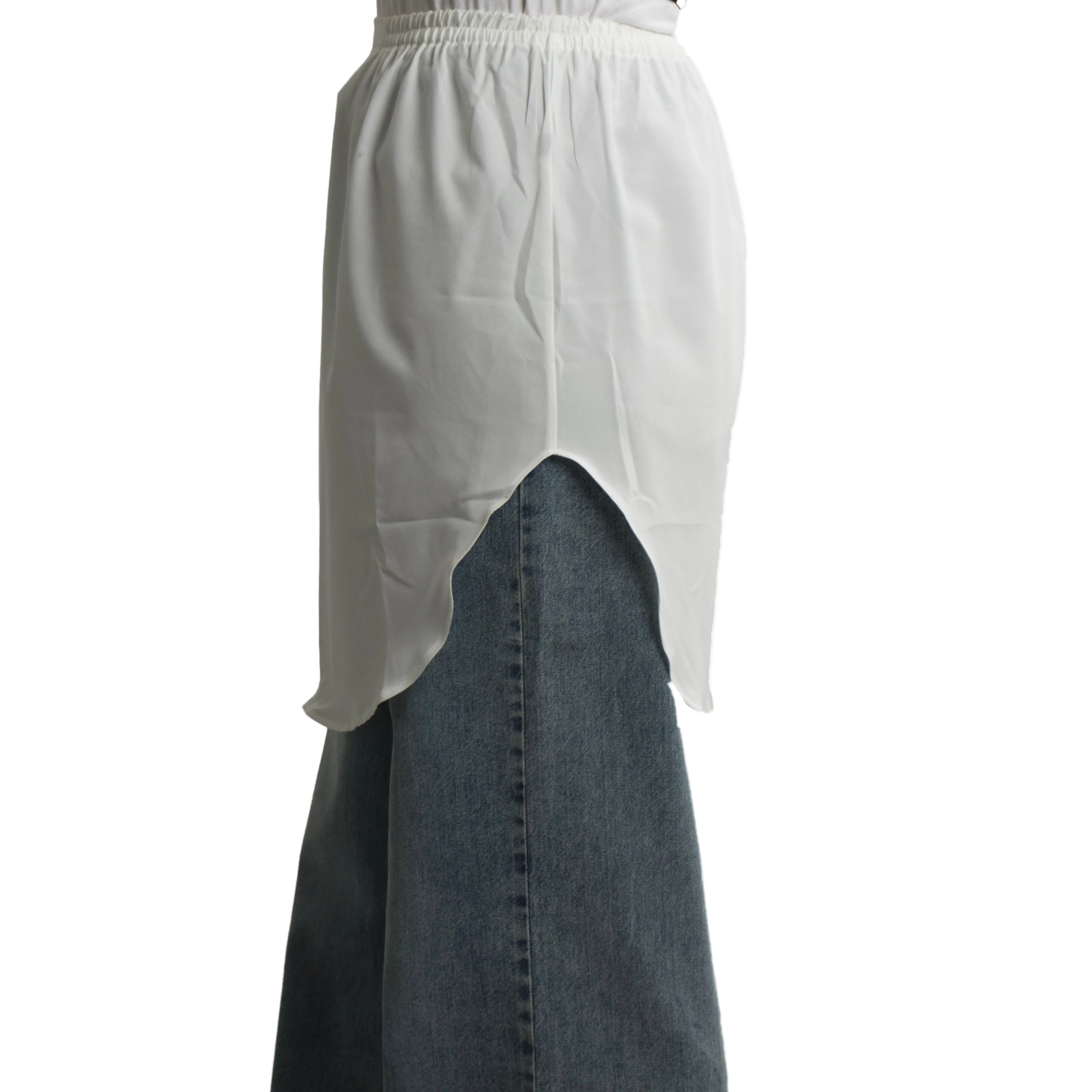 Elegant Hijab Wear white shirt extender without buttons, 50cm front and back length