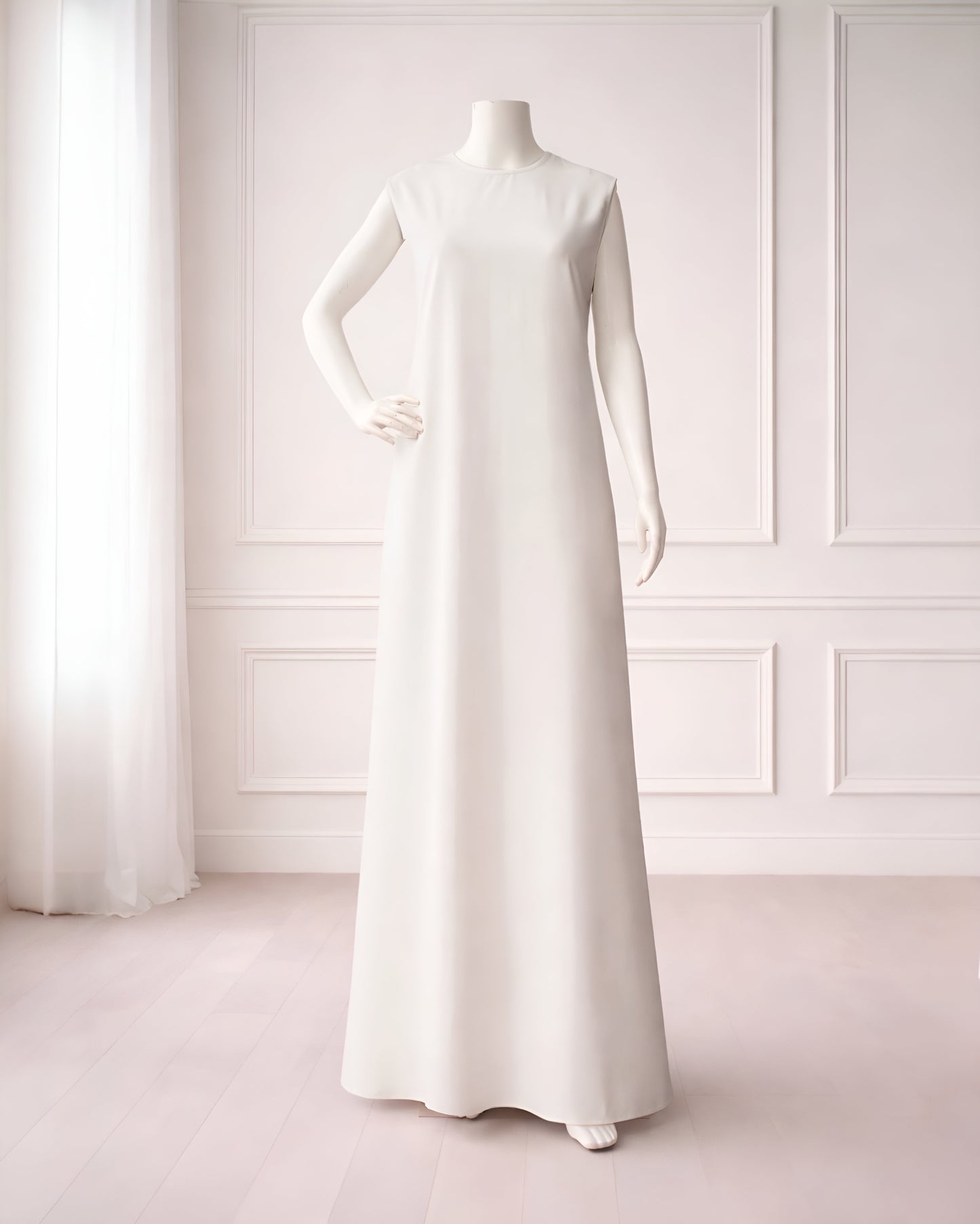 Sleeveless layering maxi dress, perfect for modest outfits. Lightweight and comfortable, ideal for wearing under short or sheer dresses or styling on its own
