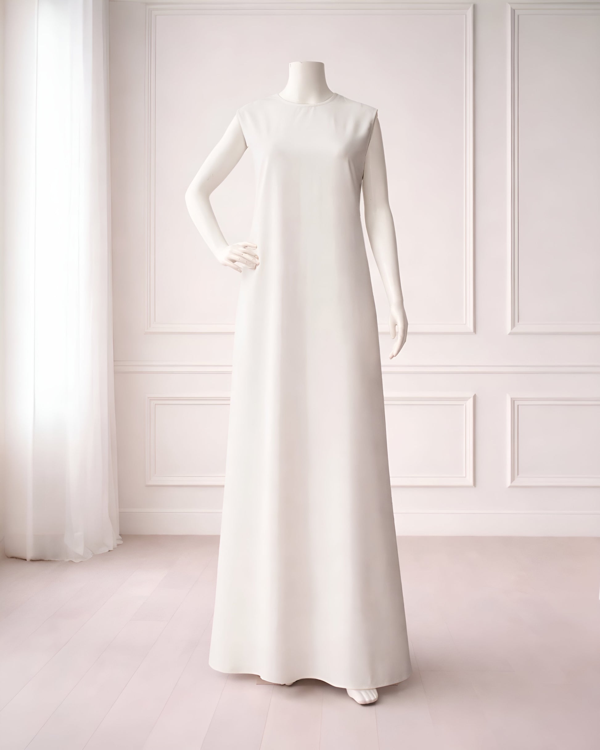 Sleeveless layering maxi dress, perfect for modest outfits. Lightweight and comfortable, ideal for wearing under short or sheer dresses or styling on its own