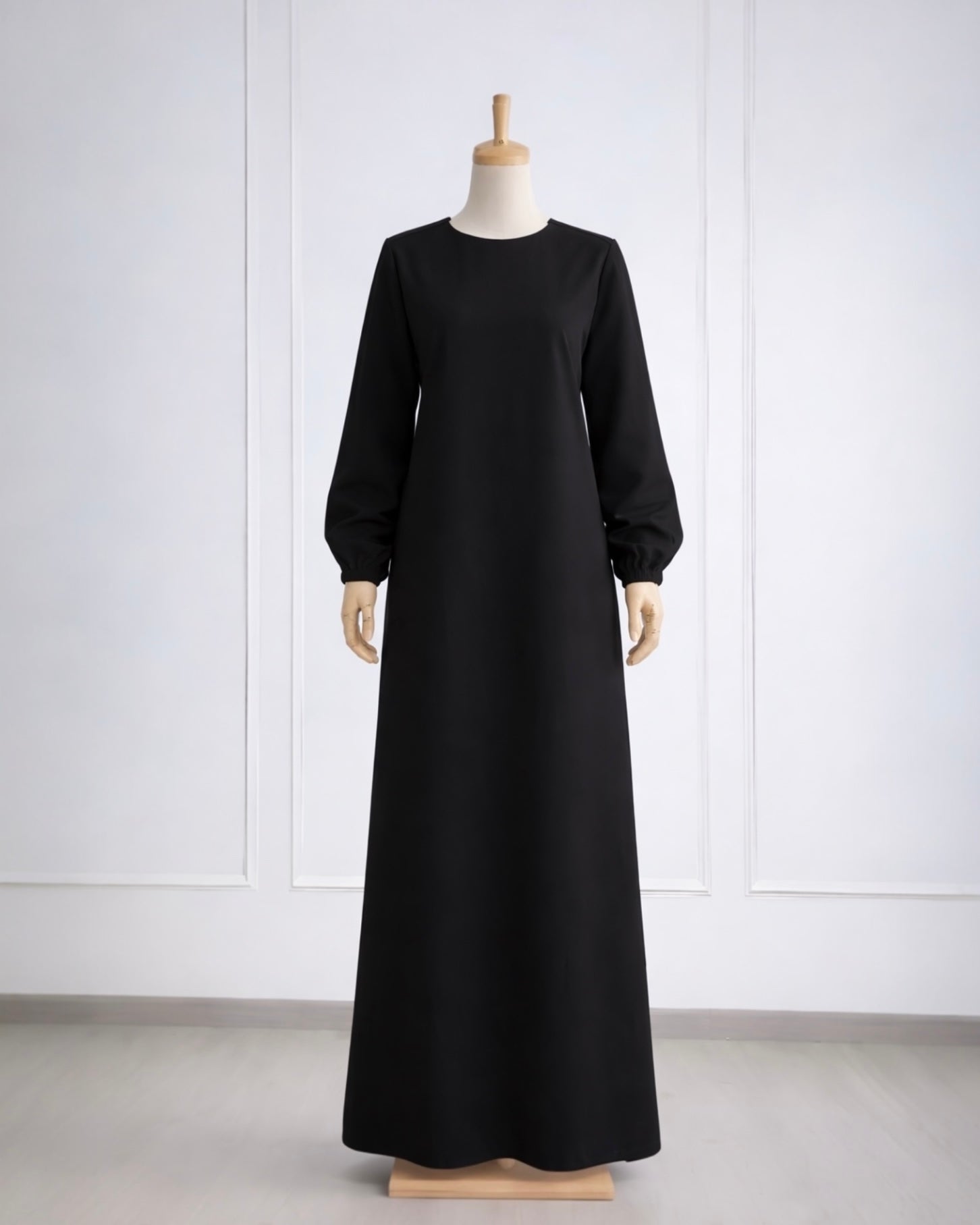 Soft maxi layering dress with long sleeves, modest loose fit, lightweight fabric, plus size, suitable for layering or wearing alone