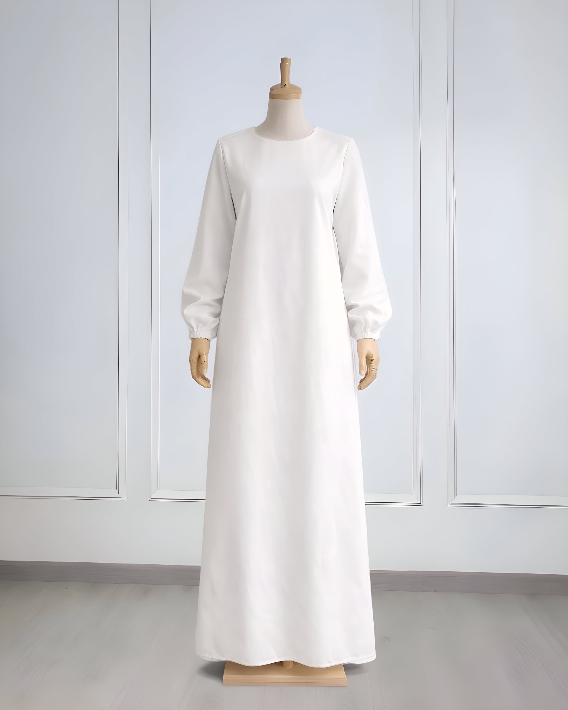 Soft maxi layering dress with long sleeves, modest loose fit, lightweight fabric, plus size, suitable for layering or wearing alone