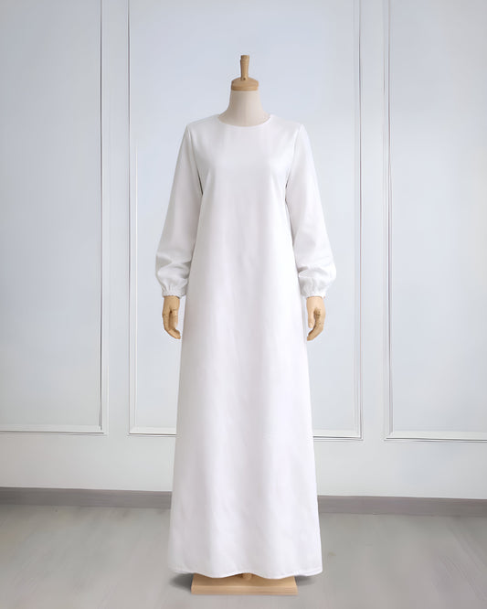 Soft maxi layering dress with long sleeves, modest loose fit, lightweight fabric, plus size, suitable for layering or wearing alone