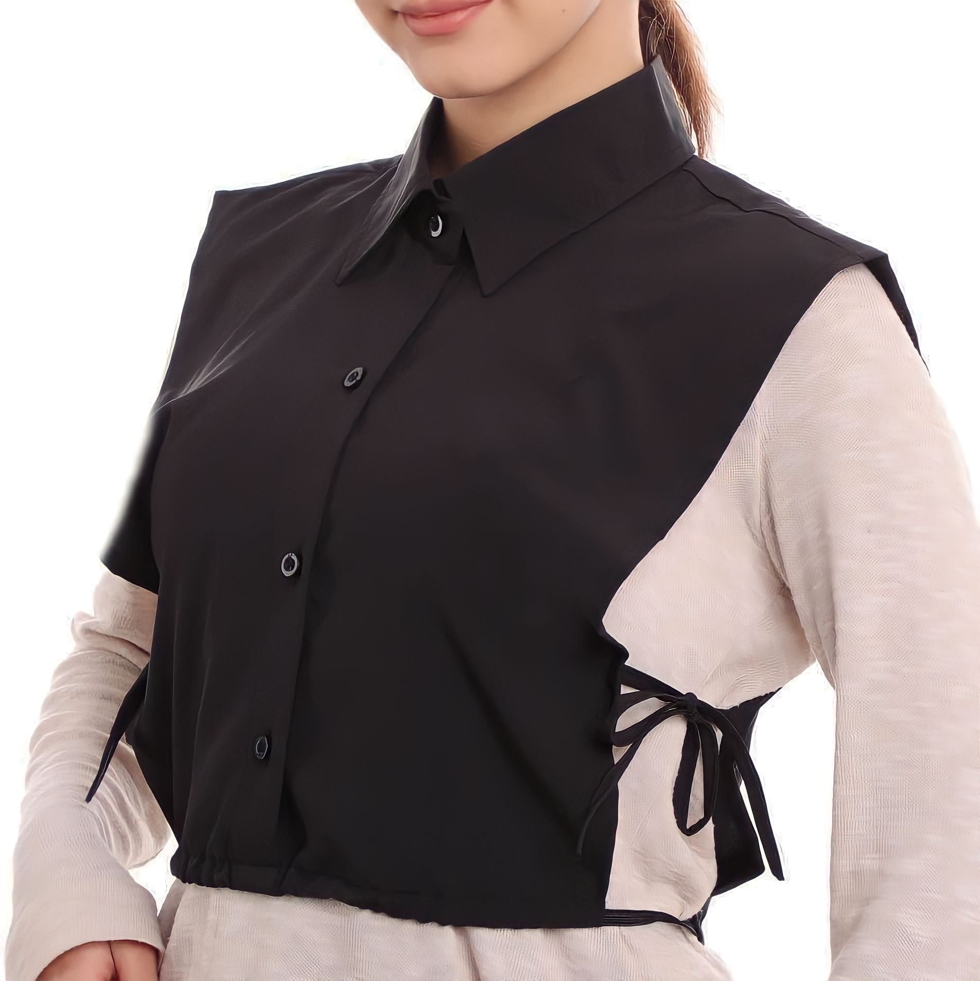 Elegant Hijab Wear black shirt collar extender for covering neckline under open blouses
